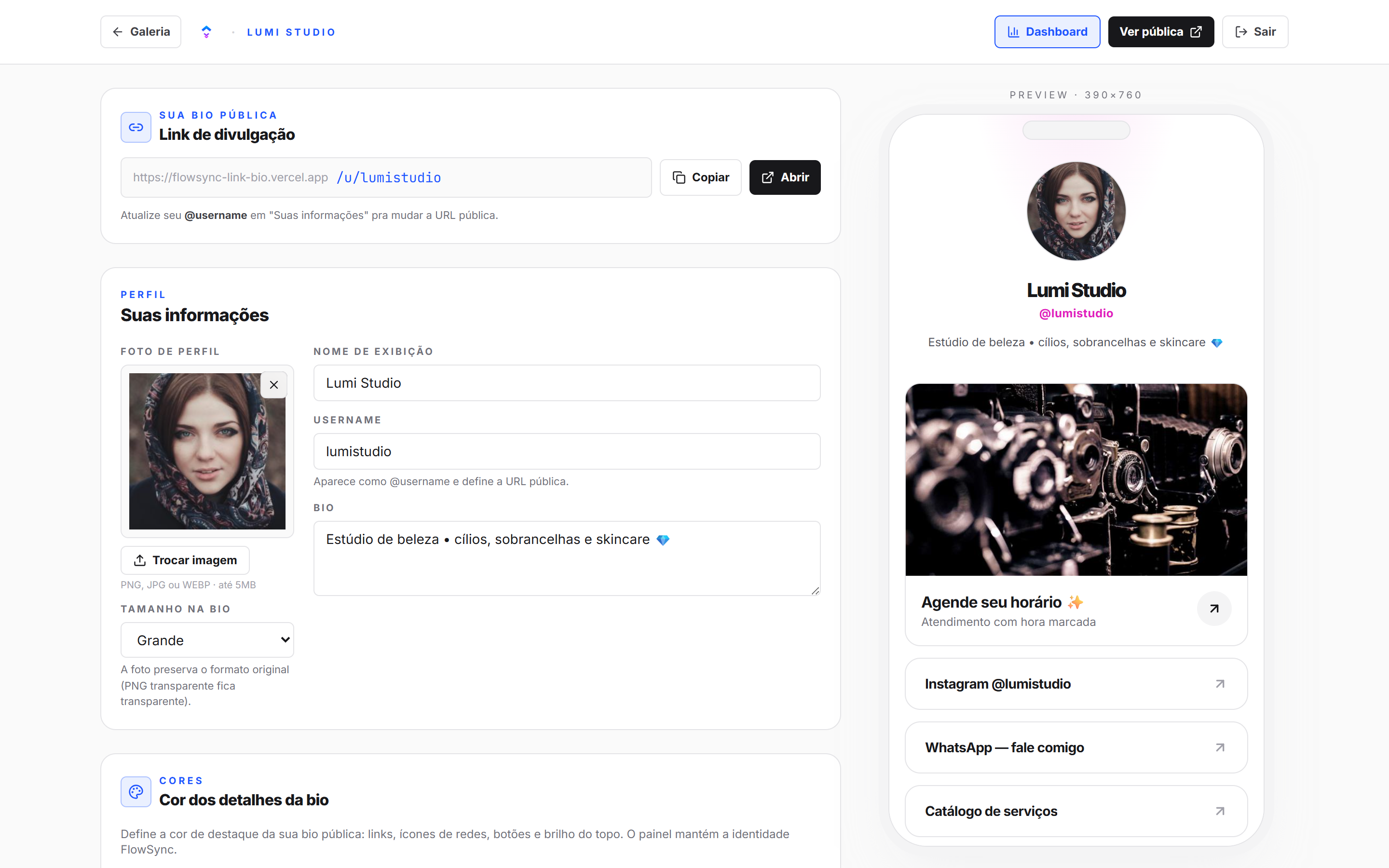 Print do app — editor de blocos