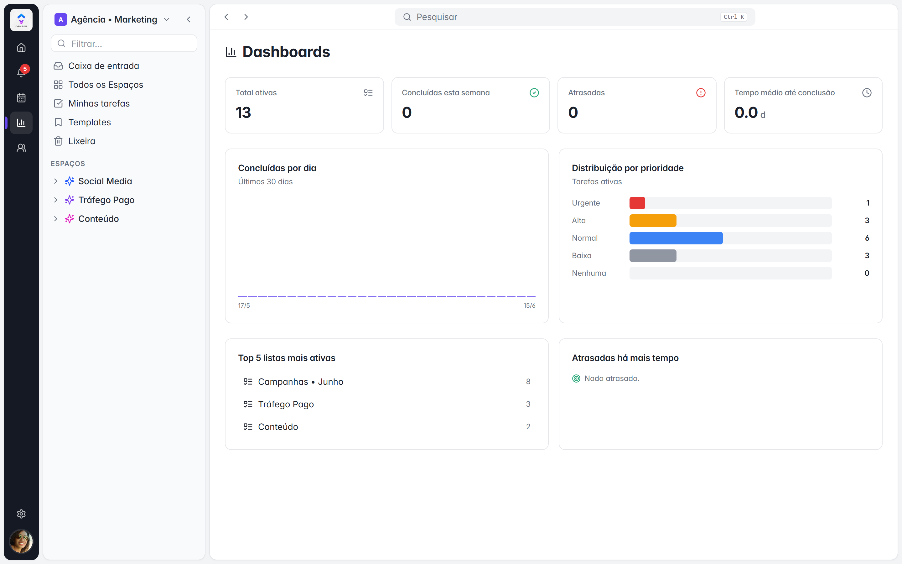 Print do app — TaskFlow em uso