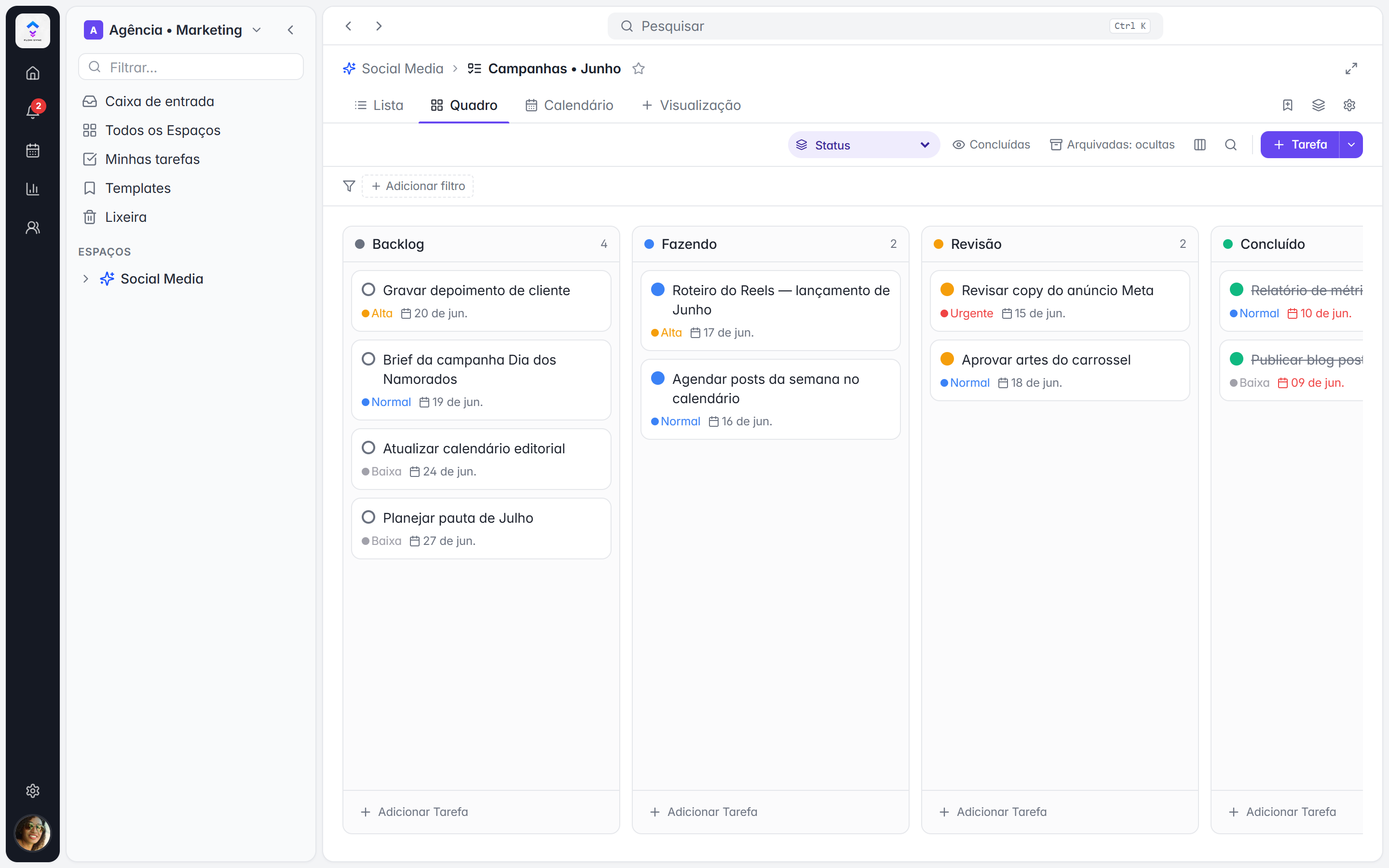 Print do app — TaskFlow